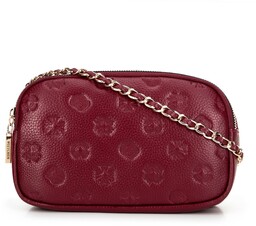 Damska crossbody ze skóry na łańcuszku bordowa