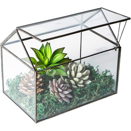 WONSUN Kształt domu, zamknięte, szklane, geometryczne, terrarium, blat,