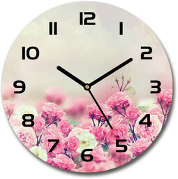 Zegar szklany okrągły Kwiaty dzikiej róży