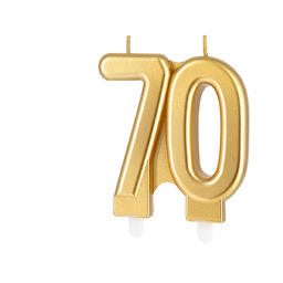 Świeczka na 70-tkę złota - 7,7 cm -