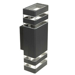 Mdeco Prostokątna podwójna lampa Santa metal zewnętrzna antacyt