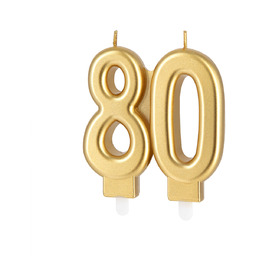 Świeczka na 80-tkę złota - 7,7 cm -