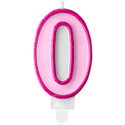 Świeczka cyferka 0 różowa - 1 szt.