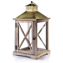 Latarnia drewniana LEVI NATURAL 24 x 22 x