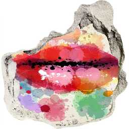 Dziura 3d fototapeta naklejka Kolorowe usta