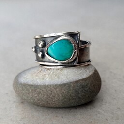 Pakamera Blue dot I srebrny pierścionek z turkusem