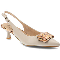 S.Barski Czółenka damskie, slingback ze skóry naturalnej