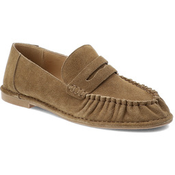 S.Barski Mokasyny damskie, cholewka ze skóry naturalnej zamszowej