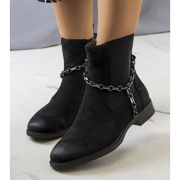 Czarne botki z łańcuchem Lesme-39