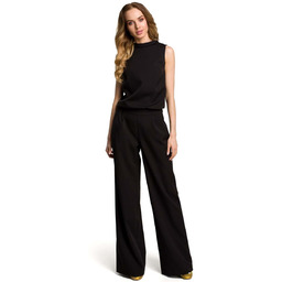 Czarny Elegancki Kombinezon z Wysokim Kołnierzem