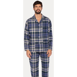 Flanelowa piżama męska MANUEL Ciemnoniebieski
