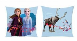 Poduszka dziecięca 38x38 Frozen Anna i Elsa niebieska
