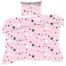Pościel bawełniana 140x200 Kids 24 różowa gwiazdki
