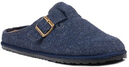 Kapcie męskie domowe filcowe skórzana wkładka ciepłe granat