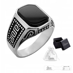 Sygnet srebrny pr. 925 Onyks Meander r. 25