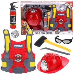 Zestaw Strażaka Strażacki Strój Straż Pożarna Kask Gaśnica