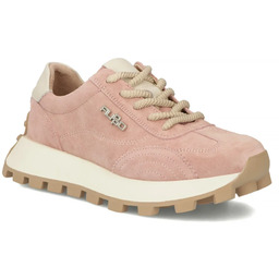 Skórzane półbuty sneakersy na platformie różowe Filippo DP7498