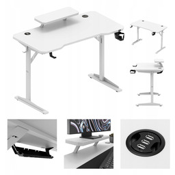 Biurko komputerowe z nadstawką Mark Adler białe 3x