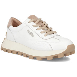 Skórzane półbuty sneakersy na platformie białe Filippo DP7498