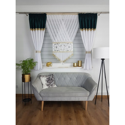 Firana gotowa, zestaw dekoracyjny z panelem krótki- firany