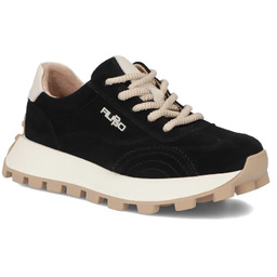 Skórzane półbuty sneakersy na platformie czarne Filippo DP7498