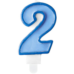 Świeczka cyferka dwójka 2 błękitna - 1 szt.