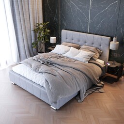 Łóżko tapicerowane z pojemnikiem LB-150 160x200 Welur Szary