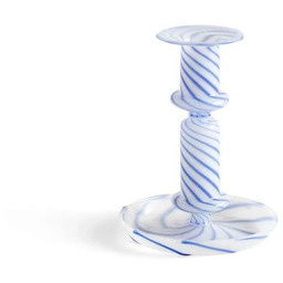 HAY - Flare Stripe Świecznik Milk Medium Blue