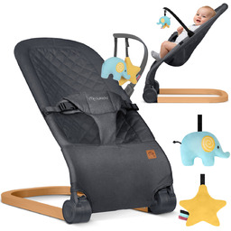 Leżaczek bujaczek z zabawkami składany kołyska Nukido antracyt