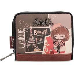 Anekke Brązowy Kompaktowy Portfel Damski Z Laleczką