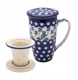 Kubek 400 ml sitko przykrywka Ceramika Bolesławiec