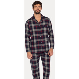 Flanelowa piżama męska MARTIN 4XL Ciemnoniebieski