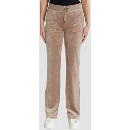 JUICY COUTURE Ciemno-beżowe damskie spodnie welurowe Del Ray