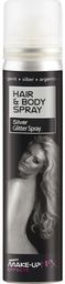 Smiffys Hair & Body Spray Silver Glitter Spray