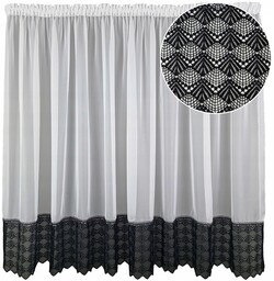 Firana klasyczna gotowa woal gładki 500x110 Czarna szeroka