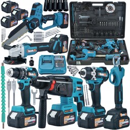 Zestaw Narzędzi Aku 21V 6w1 Młot Klucz Szlifierka