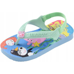 Havaianas Dziecięce Klapki Paski Peppapig Wzór Niebieskie 22