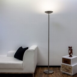 Lampa Podłogowa Lindby, MALEA, ściemnialny, metaliczny, salon, metal,