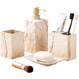 RQYIXI Ceramiczny zestaw akcesoriów łazienkowych, kompletny 4 sztuki,