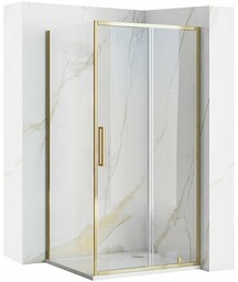 Złota szczotkowana kabina prysznicowa narożna rozsuwana 100x80 Rapid