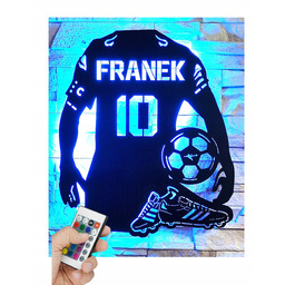 Lampka Nocna Koszulka Piłkarska Piłka Nożna+Pilot Imię Numer