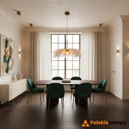 Lampa wisząca STYRKA Pendant 1L 75cm Beige/Antique Brass/Amber