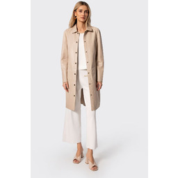 Płaszcz z naturalnej skóry owczej kremowy