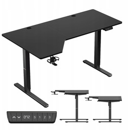 Biurko gamingowe elektryczne Huzaro czarne komputerowe ładowarka Usb-c