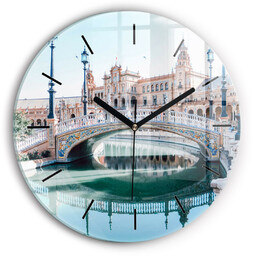 Ścienny Zegar szklany ozdobny Plac Hiszpański w Sevilli