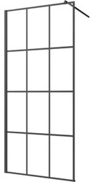 INVENA Kabina WALK-IN 90x200 geometryczna kratka profil czarny