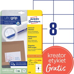 Etykiety papierowe 105x74mm białe AVERY ZWECKFORM ULTRA GRIP