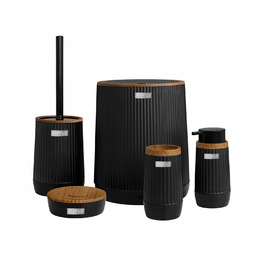 Zestaw łazienkowy komplet 5 elementów Nida czarny drewno