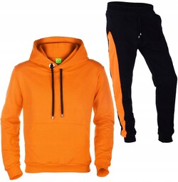 Dres Bluza Kaptur Pomarańczowa+spodnie Sznurek 128