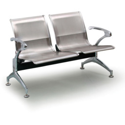 Ławka do poczekalni STRONG, 2-miejscowa, srebrna